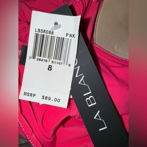 La Blanca NWT ISLAND GODDESS Shirred Tankini Top in Berry Size 8 - Picture 7 of 8